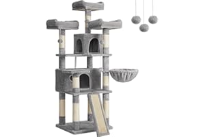 Feandrea Arbre à Chat XXL, Tour de Jeux 168 cm, Gris Clair PCT019W01