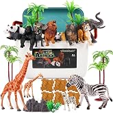 TOEY PLAY 56 Figurines Animaux 3-en-1 (Ferme, Jungle, Dinosaures) Avec Mallette - Jouet Éducatif Dès 3 Ans