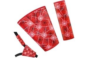 AMUSEPROFI Car Seat Belt Pad Set for Kids, Soft Harness Pads for Kids, Multifunctional Seat Strap Covers for Child, Toddler Baby Shoulder Strap Protector, Spider