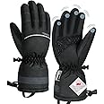 TANSTC Thermal Waterproof Gloves for Men Women,-25℉ Winter Coldproof & Windproof Ski Gloves Touch Screen Gloves Cycling Gloves Non-Slip for Snowboard Running Snowmobile Hiking,Black,L