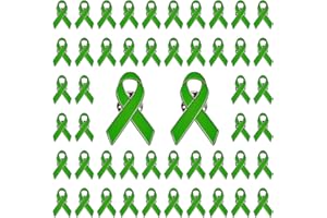 CRAFFANCY 50 pines de cinta verde, pin de solapa de concienciación de la salud con cierre de silicona, broche de cinta verde, pines de esperanza para decoración