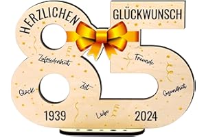 defiPad Ⓡ 2024 Holz-Schild Gästebuch 85 Geburtstag Geschenk fur Frau oder Mann | 85 Jahre Holz Geschenke und Gästebuch fur Geburtstag Jubiläum | Geburtstagsdeko | Geburtstagsgeschenk für Frauen