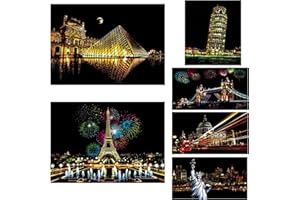 Georgie Porgy Scratch art Kitt per bambini adulto Magic Rainbow Carta Antigraffio A3 A4 Cartolina per Natale regalo di compleanno (A3-Paris+Louvre)