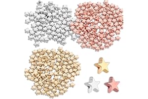 ELKUAIE 300 Stücke Von Stern Perlen, Kunststoff Stern Charme Perlen,Acryl Stern Armband Perlen, 6mm Fünfeckige Stern Abstand Perlen, Armbänder, Halsketten, Ohrringe, Schmuck Machen, DIY Handgemachte Handwerk
