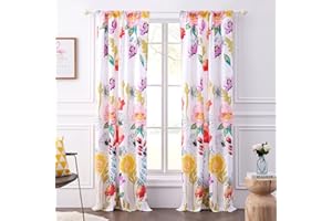 Greenland Home Watercolor Dream Curtains - Drapes - Lined Panel Pair with tiebacks - Set of 2 Panels - 84" L - White
