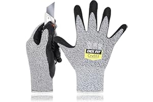 DEX FIT Cru553 Guanti Resistenti al Taglio Livello 5, Comodo Fit 3D, Presa Salda, Smart Touch, In Nitrile Resistente, Sottili e Leggeri, Lavabili in Lavatrice, 1 paio (S, Cut 5 Cru553 Grey 1pr)