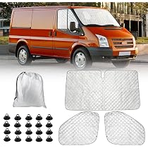 Kit De Protection Pare-brise Pour Ford Transit Custom 2012-2024 - 3 Pièces Avec Housse Argentée Et Ventouses