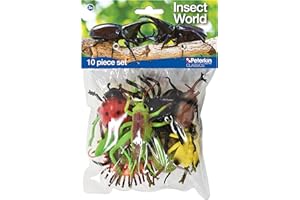 PETERKIN CLASSICS | Insect World 10-Piece Set | 6-12cm Toy Insects | Mantis, Grasshopper, Scorpion, Beetles, Spider, Ladybird, Hornet, Centipede | Roleplay Toys | Ages 3+