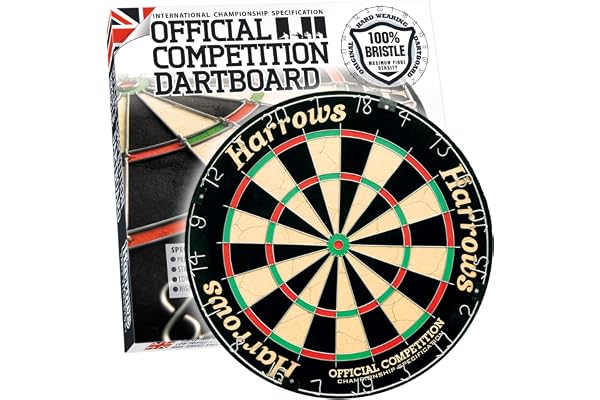 Harrows Dart Board Official Competition I Planche à fléchettes de Taille Officielle I Planche à fléchettes avec Bullseye sans agrafes I Compatible avec Dart Board Stand