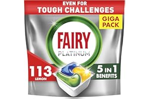 Fairy Platinum Cytryna Kapsułki do zmywarki All in One, 113 tabletek, do trudnych zabrudzeń, czyszczą nawet zatłuszczone filtry