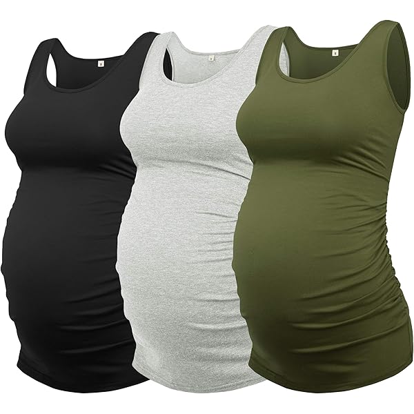 Maternity Top AMPOSH Women's Maternity Tank Top Pack Ruched Side