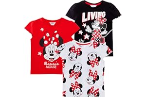 Disney Girls 3 Pack Minnie Mouse T-Shirts for Kids Minnie Dress Up Tops Multipack Tees