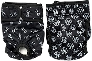 IMMACULATE TEXTILES Reusable Female Dog Incontinence Nappies/Sanitary Pants/Period Pads - Pack of 2 : Absorbent, Strong & Washable : Older Dogs, Puppies & Dogs in Season/Heat (Paw & Bone, S)