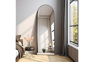 COFENY Bogen Ganzkörperspiegel, 150 × 40 cm Standspiegel mit Schwarzer Rahmen, Groß Wandspiegel zum Stehen, Anlehnen oder Hängen, Bodenspiegel für Schlafzimmer, Wohnzimmer