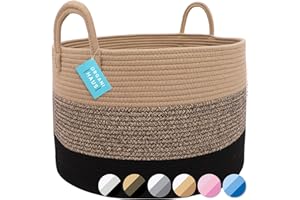 OrganiHaus Duże kosze do przechowywania | Przechowywanie tkanego kosza z uchwytem | Kosze na pranie dla niemowląt | Kosze na zabawki dla dzieci | Kosz na brudne ubrania (50x33cm) 3 odcienie – brązowy