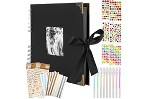Mooshy Scrapbook Photo Albums DIY Memory Book Large Scrapbook Kit 80pages A4 Scrapbook with Pens Photo Corners Sticker Black Scrapbook for Gifts Perfect for Weddings, Travel, Baby Photo Albums