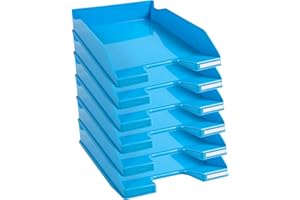 Exacompta - 113282D - juego de 6 bandejas carpetas de fundas COMBO MIDI - dimensiones 34,6 x 25,5 x 6,5 cm - para documentos formato A4+ - color azul turquesa brillante