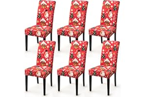 Eozakavod Stuhlhussen 6er Set, Elastische Stuhlbezug Universal Esszimmerstuhlbezüge Abnehmbare Waschbare Stuhlabdeckung Xmas Stuhlbezüge Schwingstühle Hussen für Deko Supplies (Schneemann, 6er)