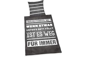 Herding Young Collection Bettwäsche-Set, Wendemotiv mit Spruch, Bettbezug 135 x 200 cm, Kopfkissenbezug 80 x 80 cm, Baumwolle/Renforcé