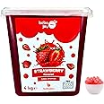 Strawberry Flavoured Popping Boba 100 Servings (4kg), Fruit Juice Filled Boba Pearls for Bubble Tea, Iced Drinks, Desserts, Cocktails & Slush | Low Fat, Gluten-Free & Vegan by Bobalife
