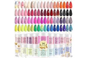Lavender Violets 36 Colours Dip Powder Nail Kit Starter Quick Drying Dipping Powder Nude and Full Range Colour Set Red Noen Sliver Glossy Matte Nail Art Design M950