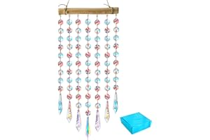 YU FENG Colgante de cristal Prisma Suncatcher ornamento Crystal Wind Carillones de cristal colorido Cuentas de cadena colgante de móviles decorativos