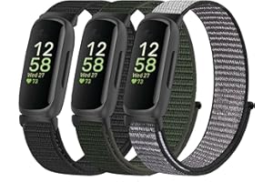 Laband 3 Pack Loop Nylon Band Compatible with Fitbit Inspire 3 Bands/Fitbit Inspire 2, Soft Breathable Adjustable Fabric Sport Straps for Women Men