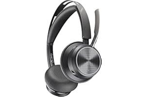 Poly - Voyager Focus 2 UC USB-A Headset (Plantronics) - Bluetooth Dual-Ear (Stereo) Headset with Boom Mic - USB-A PC/Mac Compatible - Active Noise Canceling - Works with Teams, Zoom & more