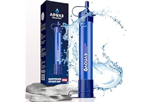 AQUAB filtreur d eau survie | 4500L filtre a eau, élimine 99,99% des bactéries | paille filtrante kit de militaire complet | purificateur eau portable pour randonnée, Bushcraft materiel et camping