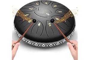 SenDeluz Steel Tongue Drum 11 Note 6 Inches D-Key Rain Drums for Garden Percussion Instrument for Meditation Musical Education Yoga Gifit for Kids