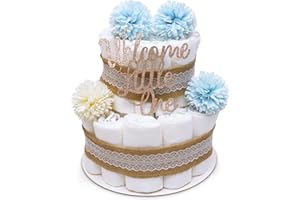 MilaBoo® Pastel de pañales vintage para niño, de estilo boho, para nacimiento o bautizo