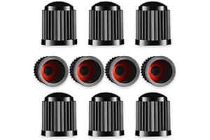 YUVA 10 pcs dust cap, Tyre Valve Caps with O Seal Ring, Universal Stem Dust Covers for SUV, Cars, Bike, Motorcycles, Trucks, Heavy-Duty, Airtight Seal, Screw-On, Easy to Operation (Pack of 10)
