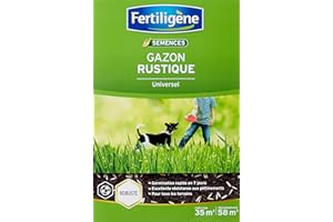 FERTILIGENE RUST35 - Semences Gazon Rustique Universel 875 g - Premières pousses en 1 semaine - Résiste aux piétinements - Pour tous types de terrains - Pour 35m² de création et 58m² de regarnissage