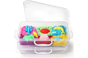 SIKMCLE Caja de arena Sensory Bin con tapa y asa, caja de arena portátil Sensory para niños, bandeja de actividad de plástico para niños pequeños (2 unidades transparentes)