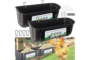 CHSG Paquete de 2 comederos colgantes para pollos para aves de corral, gran capacidad, comedero de plástico con clips, fácil de limpiar y versátil