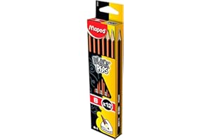 Maped - Crayons Graphite B Black’Peps - Crayons à Papier en Bois - Forme Triangulaire Ergonomique - Boîte de 12 Crayons Papier B - Noir