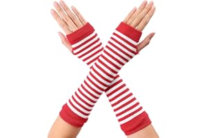 Allegra K Women's Fingerless Gloves Printed Elbow Length Knitted Arm Warmers