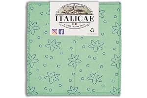 ITALICAE - spugne microfibra MADE IN ITALY - spugnette verdi fantasia a fiori 1PZ 20x20cm - Ultra assorbenti perfette per la pulizia doccia, o come spugna pulizia bagno adatta a ogni superficie