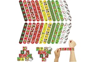 POPOYU 24 sacchetti per feste di Natale per bambini, fasce per schiaffi, braccialetti natalizi con il Grinch Slap Braccialetti per bomboniere per ragazze e ragazzi per feste di Natale, regali di