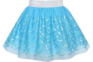 SUNNY FASHION Girls Skirt Blue Heart Sequins Sparkling Tutu Dancing Age 2-12 Years