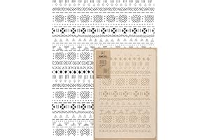 NAKLEO Pochoir Mural pour Peinture Grand Format 59x95cm, Modèle Répétitif en Plastique, Réutilisable, Mali Mudcloth Africain Bohème Géométrique, DIY Bricolage Artisanat Décoration a Peindre