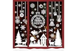 QZOSZ Pegatinas Navidad Ventanas Cristal, Decoracion Navidad Hogar Vidrio Reutilizable Vinilos Copos de Nieve Pegatinas Navideñas para Ventanas Cristales Puertas Adornos de Navidad para la Casa Escaparate