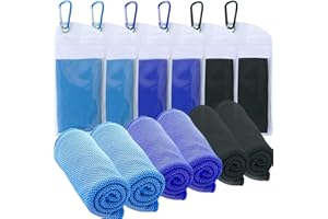 SZELAM Cooling Towel,6 Packs Ice Towel,Soft Breathable Chilly Towel,Microfiber Towel for Yoga,Gym,Workout,Sports,Fitness,Running,Camping,Hiking 40"x12" (2 Blue/2 Dark Blue/2 Black)