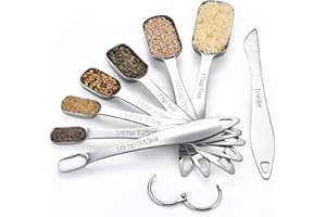 ‎U-TASTE U-Taste Łyżki pomiarowe ze stali nierdzewnej 18/8, kwadratowa metalowa miarka łyżeczka do herbaty łyżka stołowa z niwelatorami do suchych lub płynnych składników, gotowanie pieczenie, pasuje do