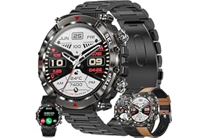 MYSHUN Smartwatch Herren mit Telefonfunktion 1,39" HD Voll Touchscreen Uhren Fitness Tracker 100+ Sportmodi Aktivitätstracker 5ATM Wasserdicht mit Schlafmonitor Schrittzähler für Männer IOS Android (Schwarz)