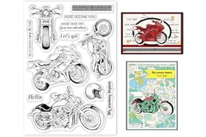 ‎GLOBLELAND GLOBLELAND Motorrad Klarsichtstempel Reisefahrzeug Grüße Transparenter Silikonstempel Transparente Stempel für Karten, die DIY Scrapbooking Fotoalbum Dekoration machen