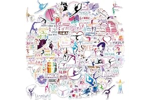 AMITORFO 100 Stück Gymnastik Aufkleber für Trinkflaschen & Laptops – Mädchen Gymnast Stickers, Wasserdichtes PVC Vinyl, Turnerin Silhouetten, Zitate & Sprüche, Team Geschenke & Party Mitgebsel