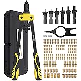Proster 14" Heavy duty Hand Rivet Nut thread Setter Kit with 6pcs Metric Mandrels 150 PCS Rivet Nut Yellow