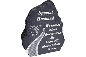 ONLINESTREET Black And White Stairway To Heaven Special Husband Tribute Detail Rock Memorial Grave Plaque