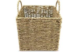 Cesta de almacenamiento Jean & Len, rectangular, de algas marinas, versátil para toallas, cosméticos y otros utensilios, solución de almacenamiento decorativa y duradera, 22 x 22 x 26 cm